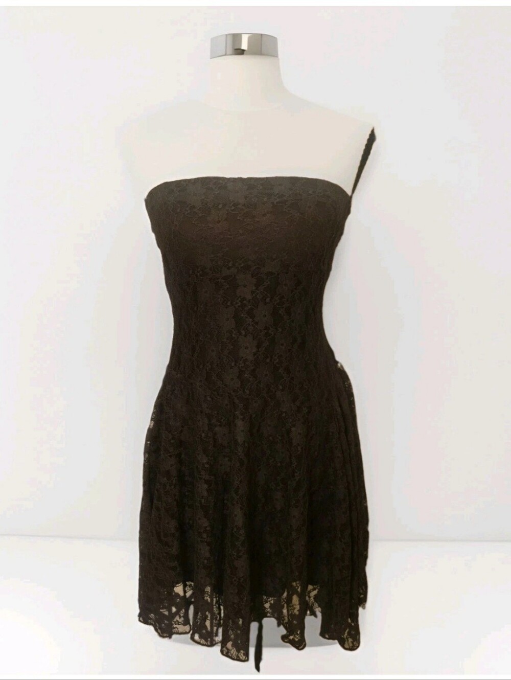 Forever 21 Festival Spirit Strapless Lace Fit & Flare Mini Dress Brown M NWT